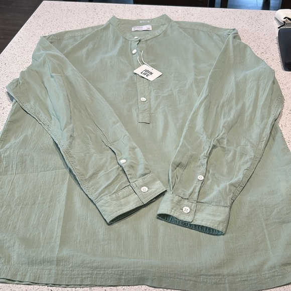 Men’s collar less 1/2 button down shirt - Picture 5 of 10